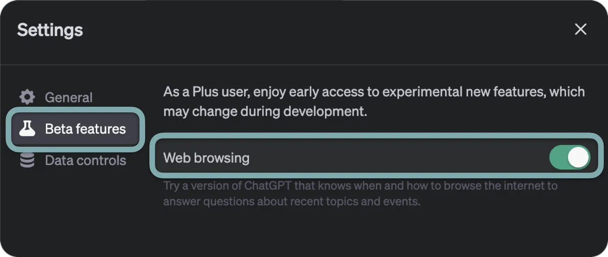 ChatGPT의 Web Browsing 기능 활성화